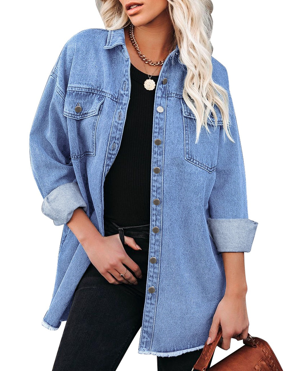 SeNight Women's Long Sleeve Denim Jean Jacket