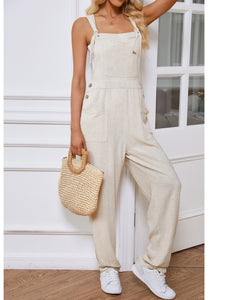 Vetinee 2023 Jumpsuits for Women Casual Baggy Linen Overall Jumpsuit Boho Jumpers Summer Outfits Pockets Bib Overalls