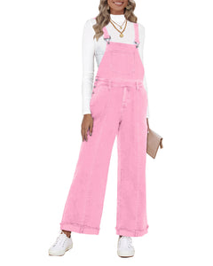 Vetinee Womens Overalls Denim Loose Fit Wide Leg Bib Stretch Baggy Jeans Jumpsuit Y2K Comfy