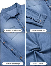 Vetinee Women's Lapel Button Down Collared Casual Long Sleeve Pocket Denim Shirt Tops