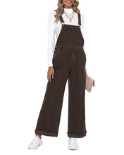 Vetinee Womens Overalls Denim Loose Fit Wide Leg Bib Stretch Baggy Jeans Jumpsuit Y2K Comfy