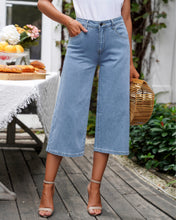 Vetinee Wide Leg Capri Jeans for Women High Waisted Stretch Cropped Baggy Denim Capris Dressy Pants