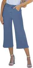 Vetinee Wide Leg Capri Jeans for Women High Waisted Stretch Cropped Baggy Denim Capris Dressy Pants