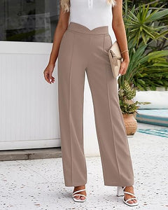 Vetinee 2023 Womens Dress Pants Business Casual High Waisted Wide Leg Trousers Work Office Pull On Stretch Pants