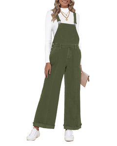 Vetinee Womens Overalls Denim Loose Fit Wide Leg Bib Stretch Baggy Jeans Jumpsuit Y2K Comfy