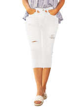 Vetinee Women's High Waisted Casual Ripped Skinny Slim Fit Stretch Denim Capri Jeans