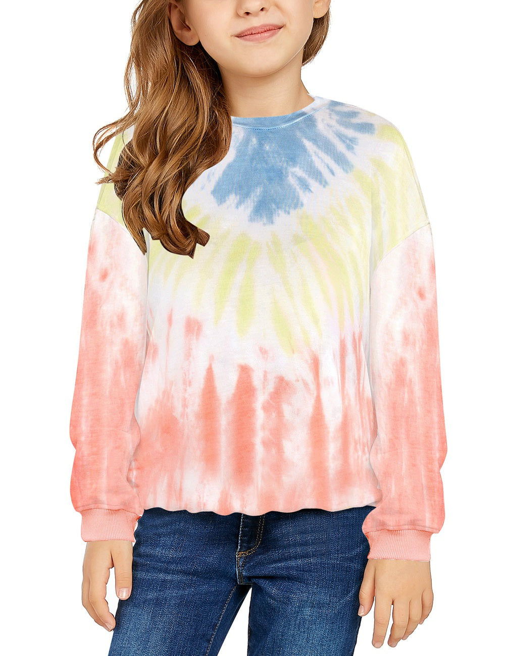 Vetinee Girls Tie Dye Hoodie Sweatshirt Printed Long Sleeve Pocket Pullover Tops 4-13 Years