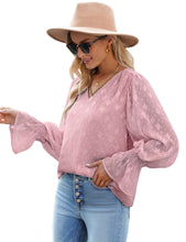 Vetinee Womens Long Sleeve Blouse Lace Shirt Chiffon Blouses Ruffle Sleeve Tops