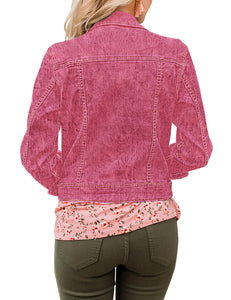 Vetinee Womens Stretch Button Down Long Sleeve Pockets Denim Jean Trucker Jacket