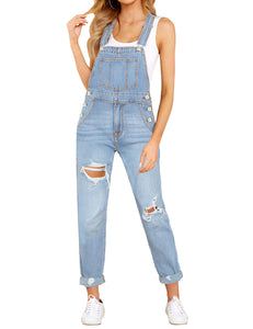 Vetinee Womens Classic Adjustable Straps Pockets Denim Bib Overalls Jeans Pants