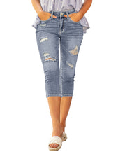Vetinee Women's High Waisted Casual Ripped Skinny Slim Fit Stretch Denim Capri Jeans