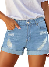 Vetinee Women's Mid Rise Frayed Raw Hem Ripped Destroyed Denim Shorts Jeans