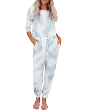 Vetinee Women's Tie Dye Loungewear Pajamas Sets Printed Pocket Long Tops and Pants Joggers Sleepwear