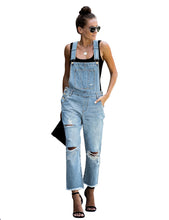 Vetinee Women's Frayed Hem Adjustable Straps Ripped Bib Denim Overalls Jeans Pants