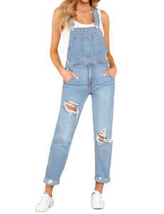 Vetinee Womens Classic Adjustable Straps Pockets Denim Bib Overalls Jeans Pants