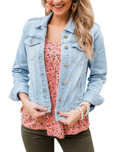 Vetinee Womens Stretch Button Down Long Sleeve Pockets Denim Jean Trucker Jacket