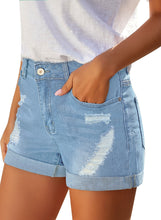 Vetinee Women's Mid Rise Frayed Raw Hem Ripped Destroyed Denim Shorts Jeans