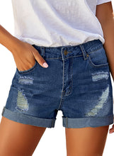 Vetinee Women's Mid Rise Frayed Raw Hem Ripped Destroyed Denim Shorts Jeans