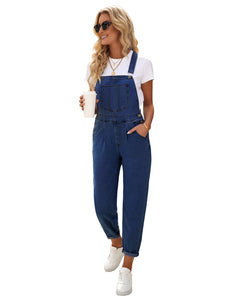 Vetinee Womens Classic Adjustable Straps Pockets Denim Bib Overalls Jeans Pants