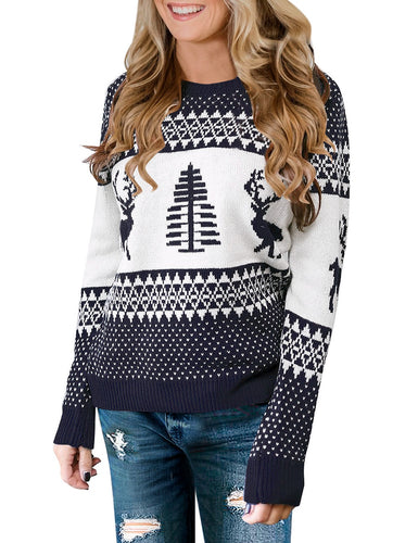 Navy Reindeer and Tree Ugly Christmas Sweater
