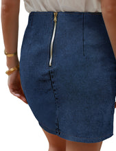 Vetinee Women's Tulip Hem Shirred Washed Casual Bodycon Short Jean Denim Skirt