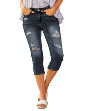 Vetinee Women's High Waisted Casual Ripped Skinny Slim Fit Stretch Denim Capri Jeans