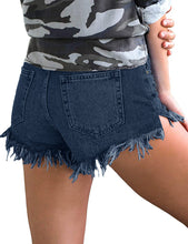 Vetinee Women's Mid Rise Frayed Raw Hem Ripped Destroyed Denim Shorts Jeans