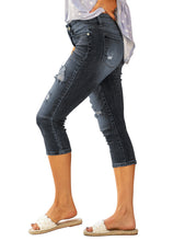 Vetinee Women's High Waisted Casual Ripped Skinny Slim Fit Stretch Denim Capri Jeans