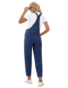 Vetinee Womens Classic Adjustable Straps Pockets Denim Bib Overalls Jeans Pants