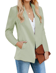 Vetinee Women's Open Front Pockets Blazer Long Sleeve Work Office Cardigan Jacket