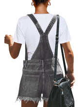 Vetinee Women's Classic Adjustable Straps Cuffed Hem Denim Bib Overalls Shorts