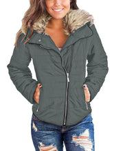 Vetinee Women Casual Faux Fur Lapel Zip Pockets Quilted Parka Jacket Puffer Coat
