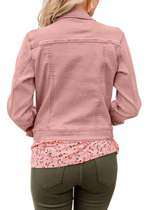 Vetinee Womens Stretch Button Down Long Sleeve Pockets Denim Jean Trucker Jacket