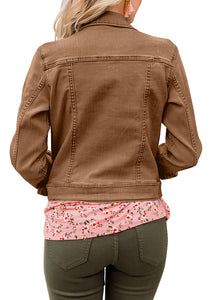 Vetinee Womens Stretch Button Down Long Sleeve Pockets Denim Jean Trucker Jacket