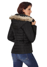 Vetinee Women Casual Faux Fur Lapel Zip Pockets Quilted Parka Jacket Puffer Coat