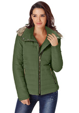 Vetinee Women Casual Faux Fur Lapel Zip Pockets Quilted Parka Jacket Puffer Coat