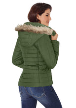 Vetinee Women Casual Faux Fur Lapel Zip Pockets Quilted Parka Jacket Puffer Coat