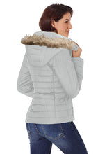 Vetinee Women Casual Faux Fur Lapel Zip Pockets Quilted Parka Jacket Puffer Coat