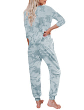 Vetinee Women's Tie Dye Loungewear Pajamas Sets Printed Pocket Long Tops and Pants Joggers Sleepwear