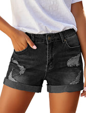 Vetinee Women's Mid Rise Frayed Raw Hem Ripped Destroyed Denim Shorts Jeans