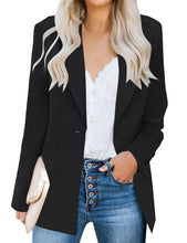 Vetinee Women's Lapel Pockets Blazer Suit Long Sleeve Buttons Work Office Jacket