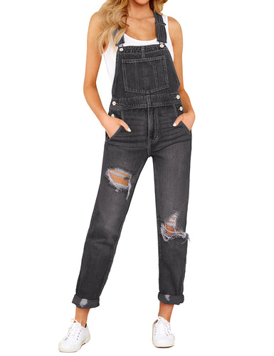 Vetinee Womens Classic Adjustable Straps Pockets Denim Bib Overalls Jeans Pants