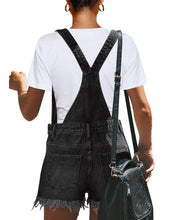 Vetinee Women's Classic Adjustable Straps Cuffed Hem Denim Bib Overalls Shorts