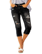 Vetinee Women's High Waisted Casual Ripped Skinny Slim Fit Stretch Denim Capri Jeans