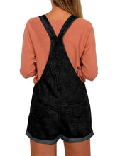 Vetinee Women's Classic Adjustable Straps Cuffed Hem Denim Bib Overalls Shorts