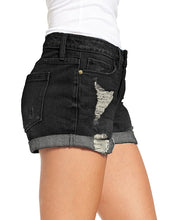 Vetinee Women's Mid Rise Frayed Raw Hem Ripped Destroyed Denim Shorts Jeans