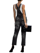 Vetinee Women's Frayed Hem Adjustable Straps Ripped Bib Denim Overalls Jeans Pants
