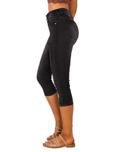 Vetinee Women's High Waisted Casual Ripped Skinny Slim Fit Stretch Denim Capri Jeans
