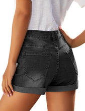 Vetinee Women's Mid Rise Frayed Raw Hem Ripped Destroyed Denim Shorts Jeans