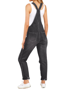 Vetinee Womens Classic Adjustable Straps Pockets Denim Bib Overalls Jeans Pants